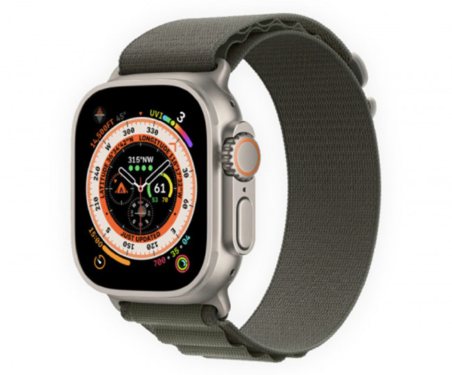 Apple Watch Ultra GPS + Cellular 49mm Titanium Case with Green Alpine Loop - Medium (MQFN3) б/у